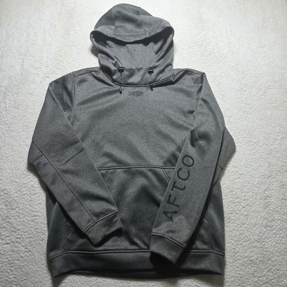 AFTCO Reaper Hoodie Mens Large Gray Fishing Sweatshirt